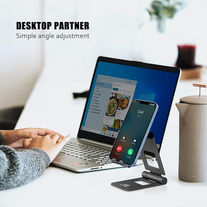 Adjustable My Store phone stand holding a smartphone in a horizontal position with a sleek, modern design.