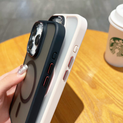Metal lens magnetic frosted phone case from My Store with a sleek, frosted finish and magnetic closure for added protection.