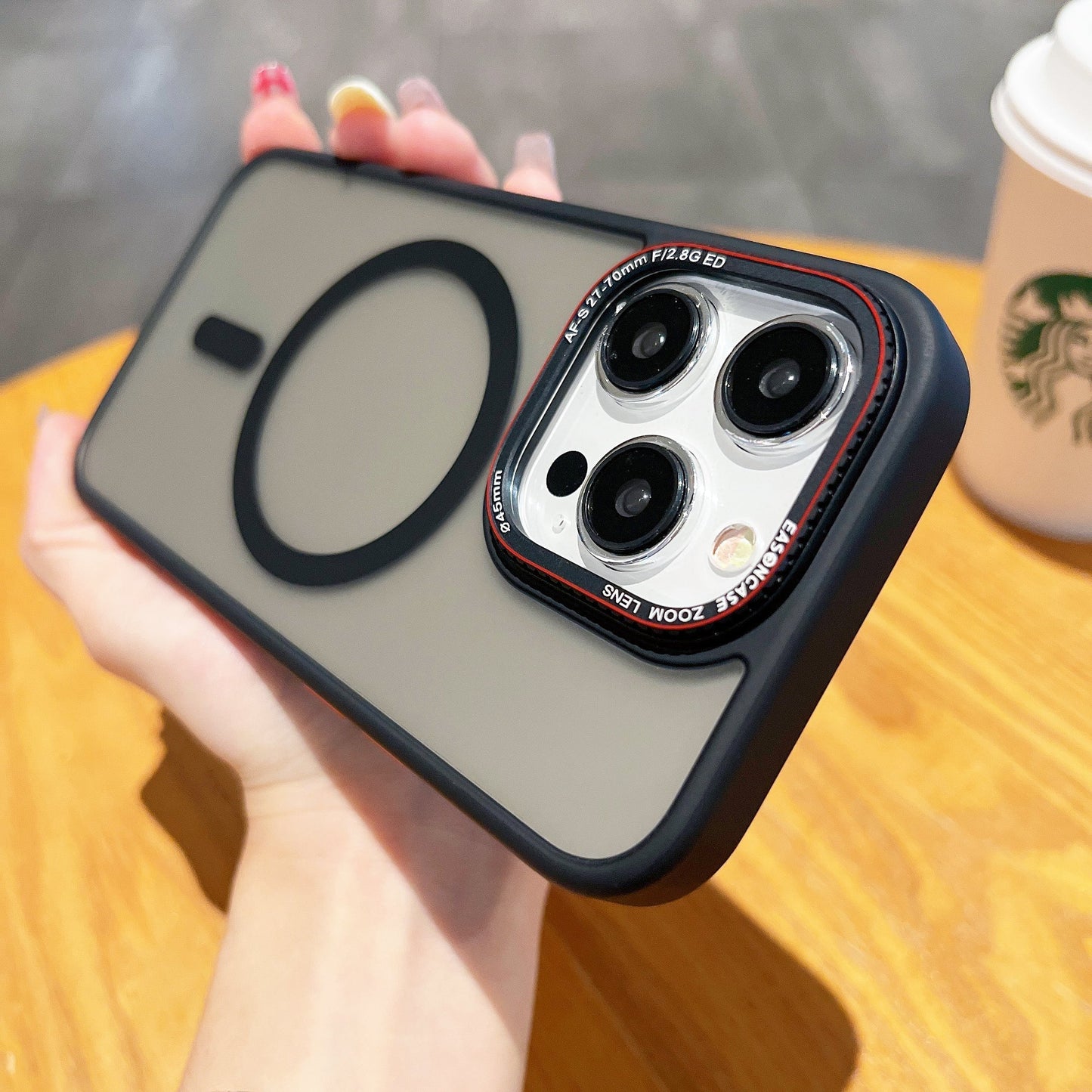 Metal lens magnetic frosted phone case with sleek design and durable construction, suitable for various smartphone models.
