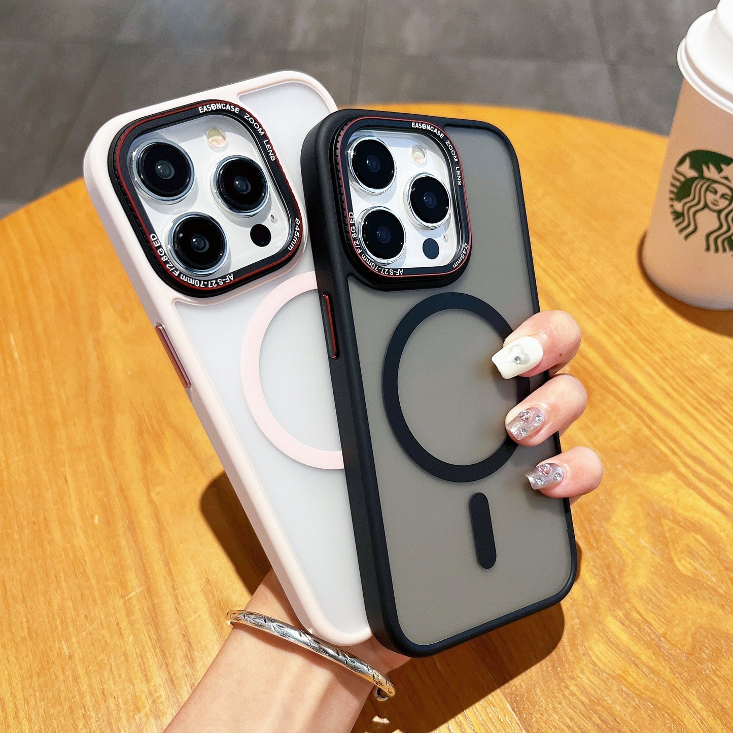 Metal lens magnetic frosted phone case by My Store, showcasing durable metal frame and frosted finish on a smartphone.